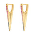 Elongated Double Sided Diamond & Sapphire V Hoop Earring