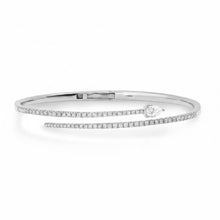 Perfect Pear & Pave Diamond Hinged Bypass Bangle Bracelet