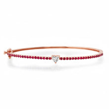 Pave Ruby Bangle Bracelet with Solitaire Diamond