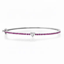Pave Ruby Bangle Bracelet with Solitaire Diamond