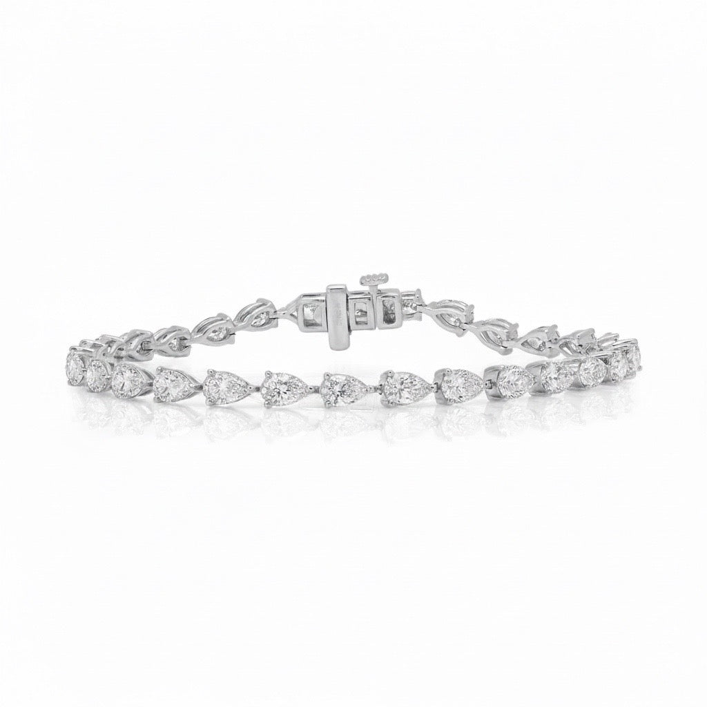 Segmented Pear Shaped Diamond Eternity Bracelet