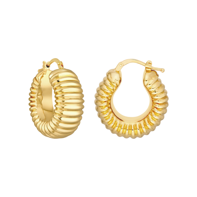 Gold Round Ribbed Hoop Earrings – Milestones by Ashleigh Bergman