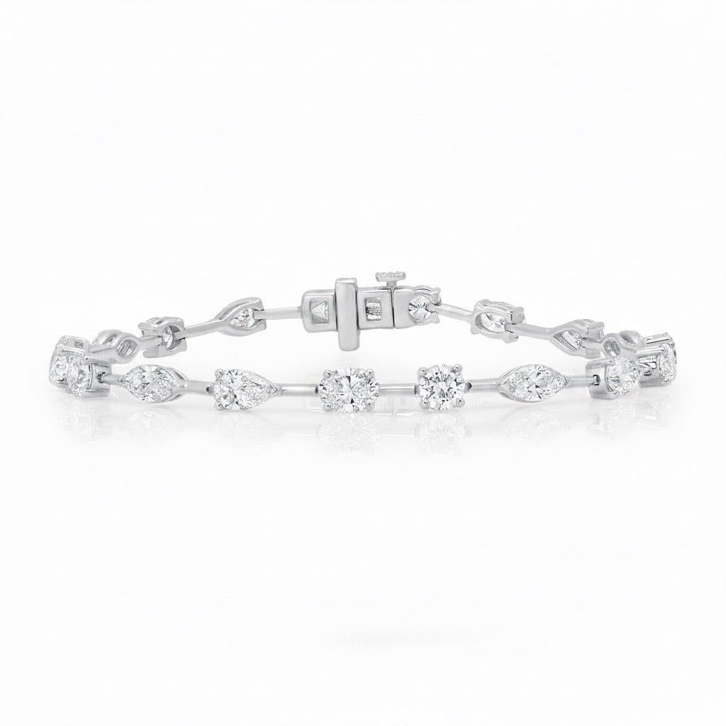 Segmented Mixed Shaped Diamond Eternity Bracelet