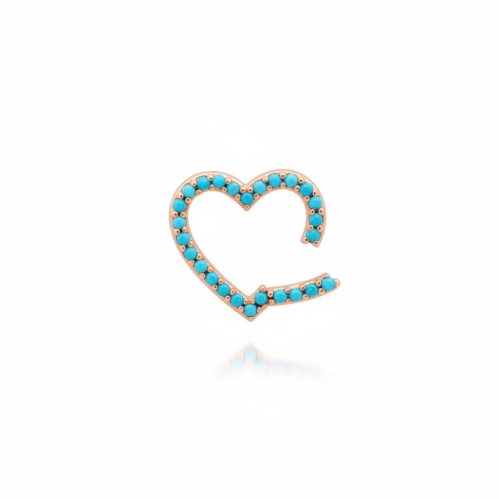 Double Sided Turquoise Heart Charm Clip Holder Enhancer
