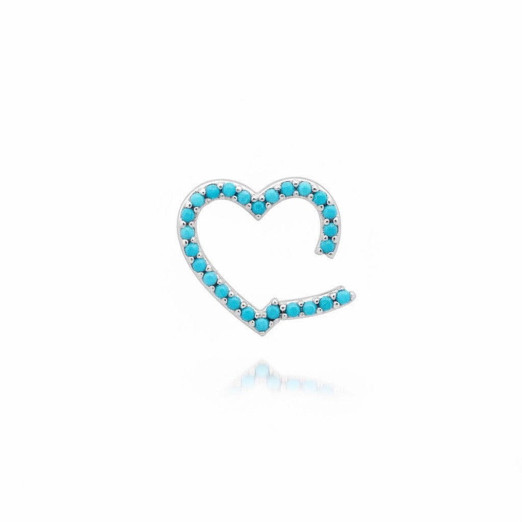 Double Sided Turquoise Heart Charm Clip Holder Enhancer