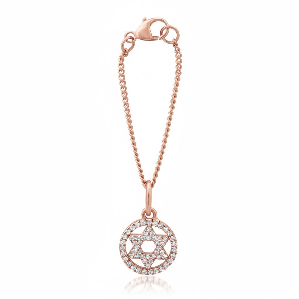 Diamond Star of David Watch Charm Bracelet