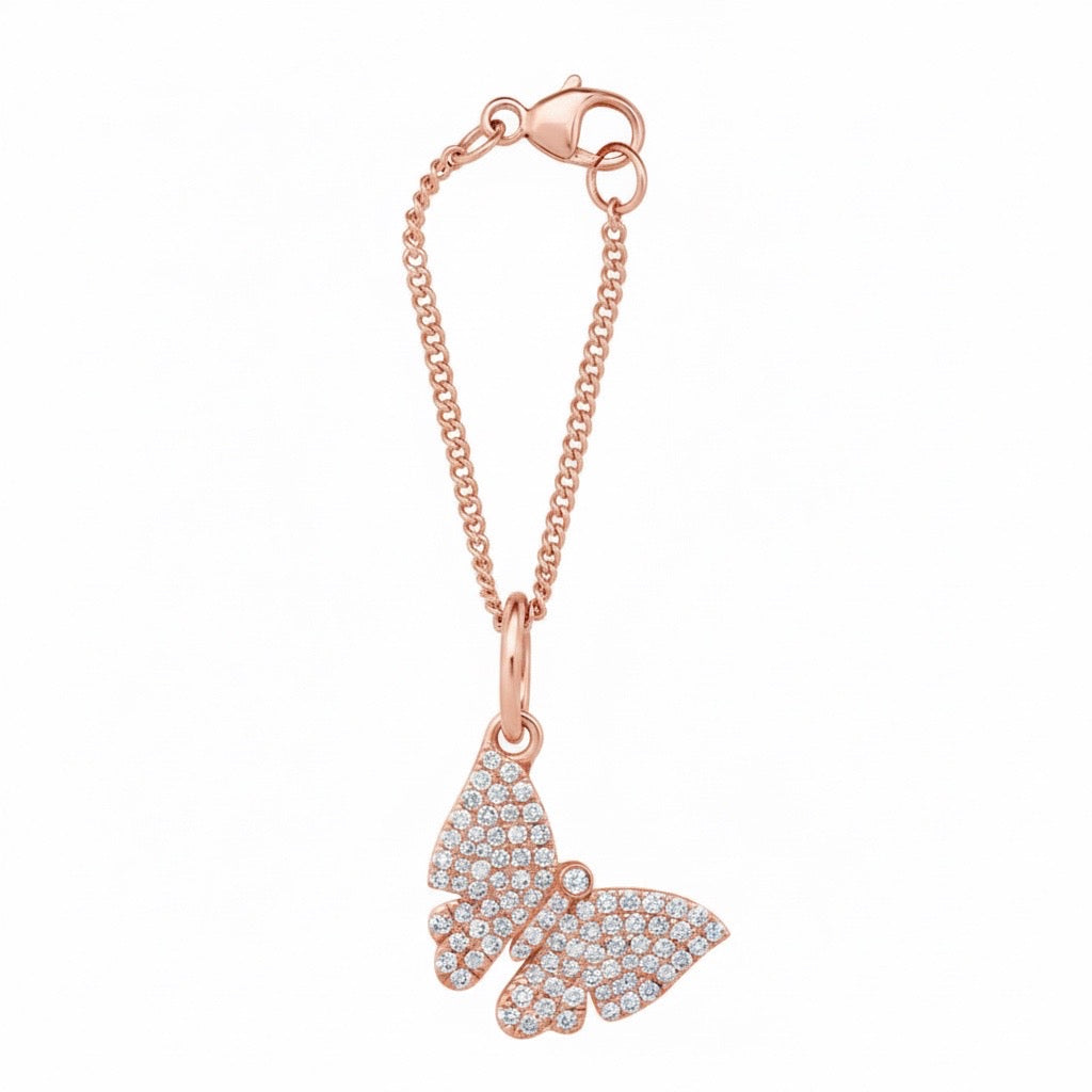 Diamond Butterfly Watch Charm Bracelet