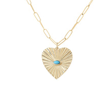 Large Fluted Gemstone Sunbeam Heart Charm