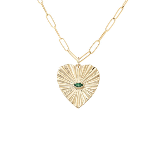 Large Fluted Gemstone Sunbeam Heart Charm