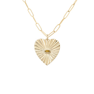 Large Fluted Gemstone Sunbeam Heart Charm
