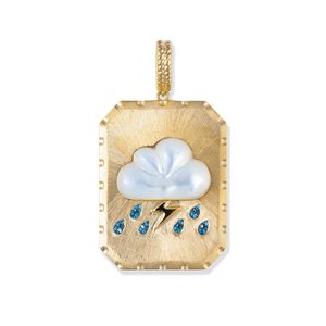 Satin Gold & Gemstone Emoji Icon Charm Pendant