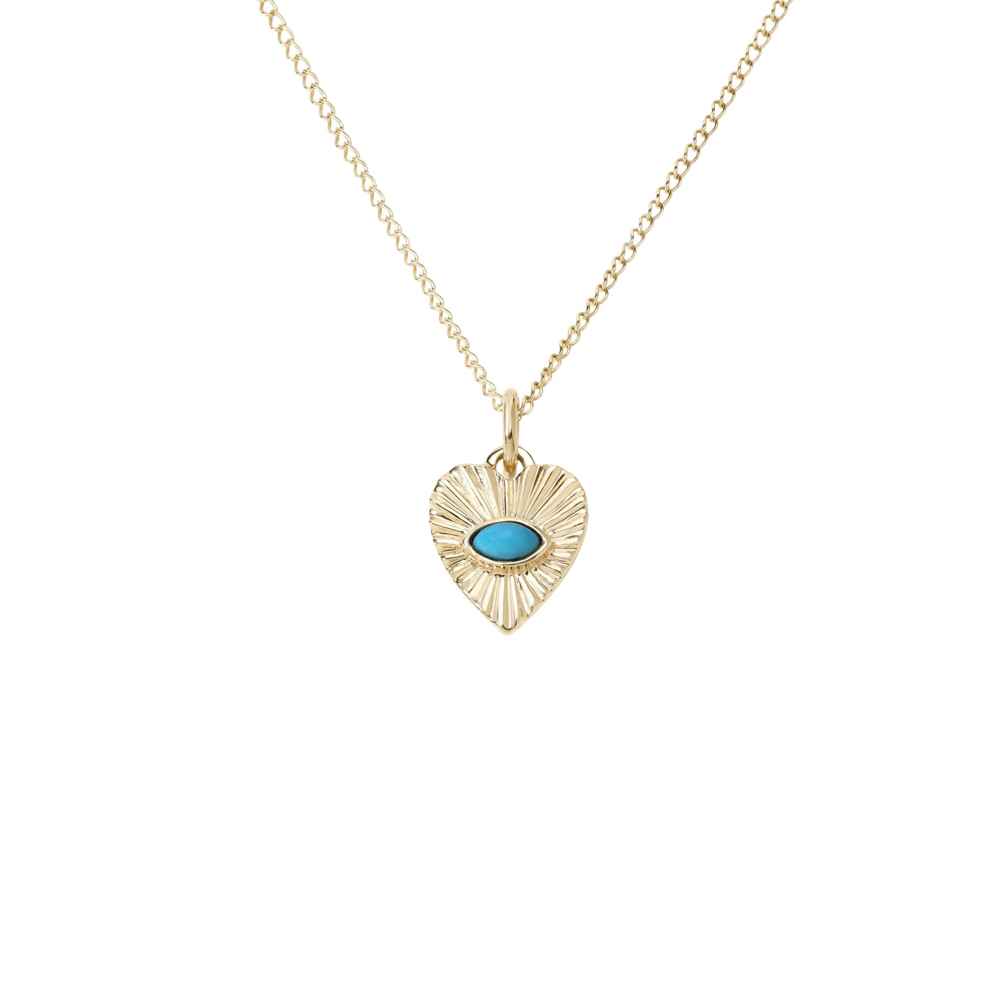 Mini Fluted Gemstone Sunbeam Heart Charm