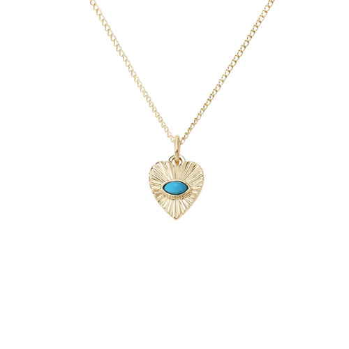 Mini Fluted Gemstone Sunbeam Heart Charm