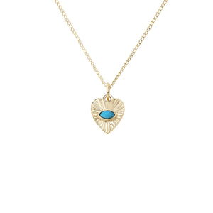 Mini Fluted Gemstone Sunbeam Heart Charm