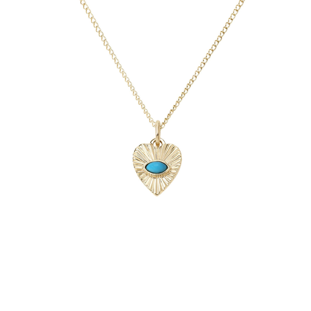 Mini Fluted Gemstone Sunbeam Heart Charm