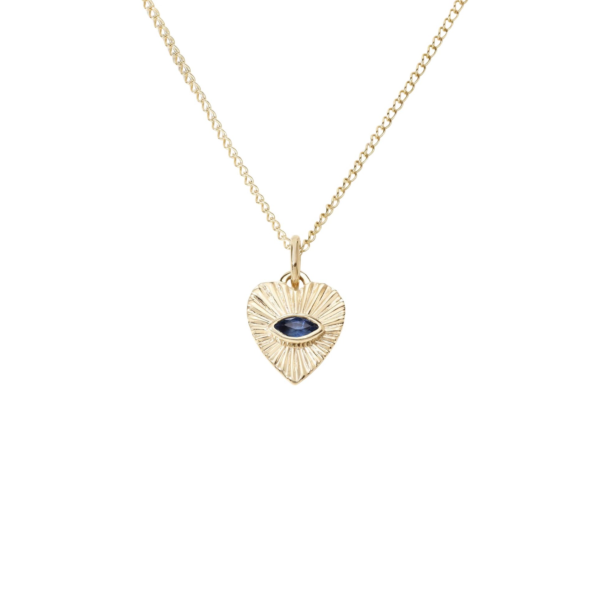 Mini Fluted Gemstone Sunbeam Heart Charm