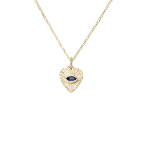 Mini Fluted Gemstone Sunbeam Heart Charm