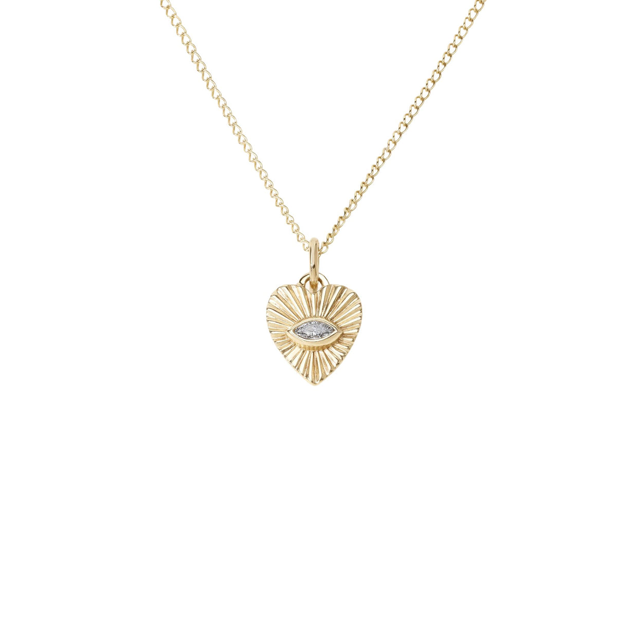 Mini Fluted Gemstone Sunbeam Heart Charm