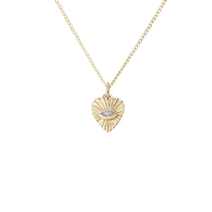 Mini Fluted Gemstone Sunbeam Heart Charm