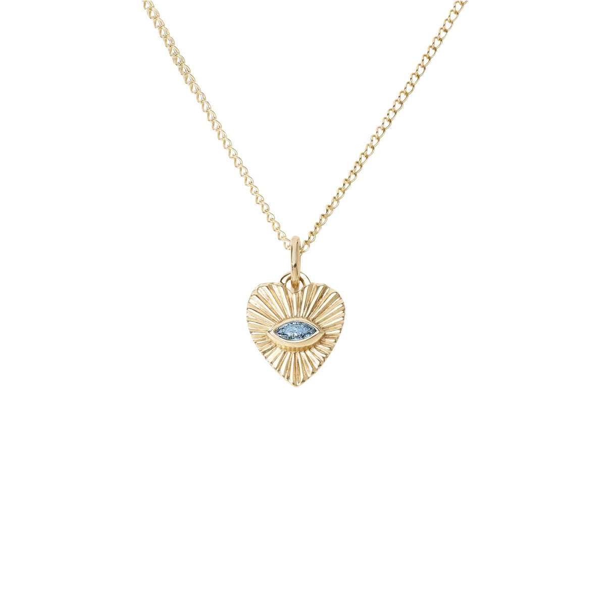 Mini Fluted Gemstone Sunbeam Heart Charm