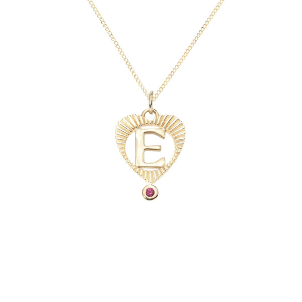 Mini Sunbeam Heart Gemstone Letter Charm