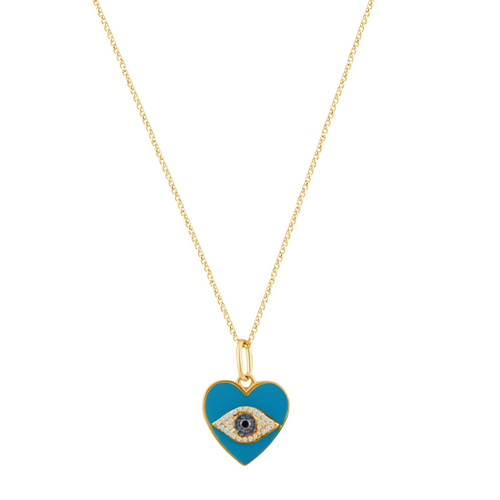 Turquoise Heart Evil Eye Pendant Necklace