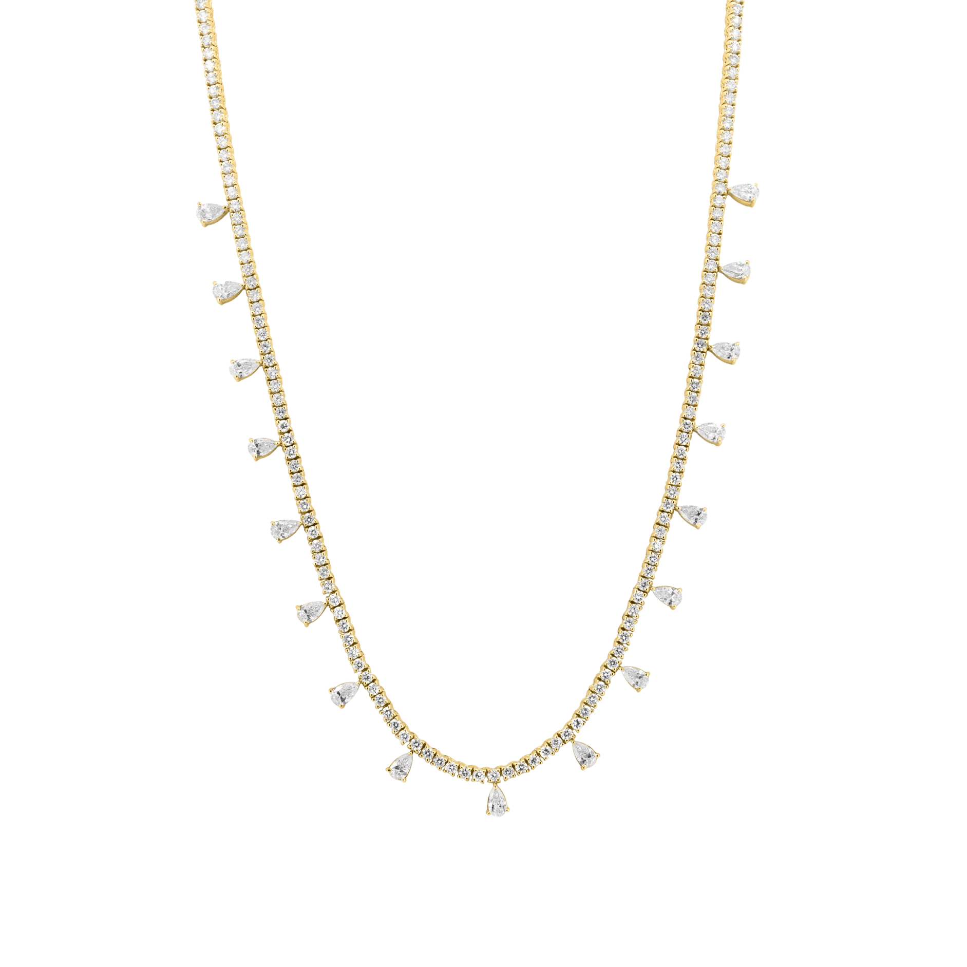 Diamond Tennis Necklace with Perfect Pear Accents