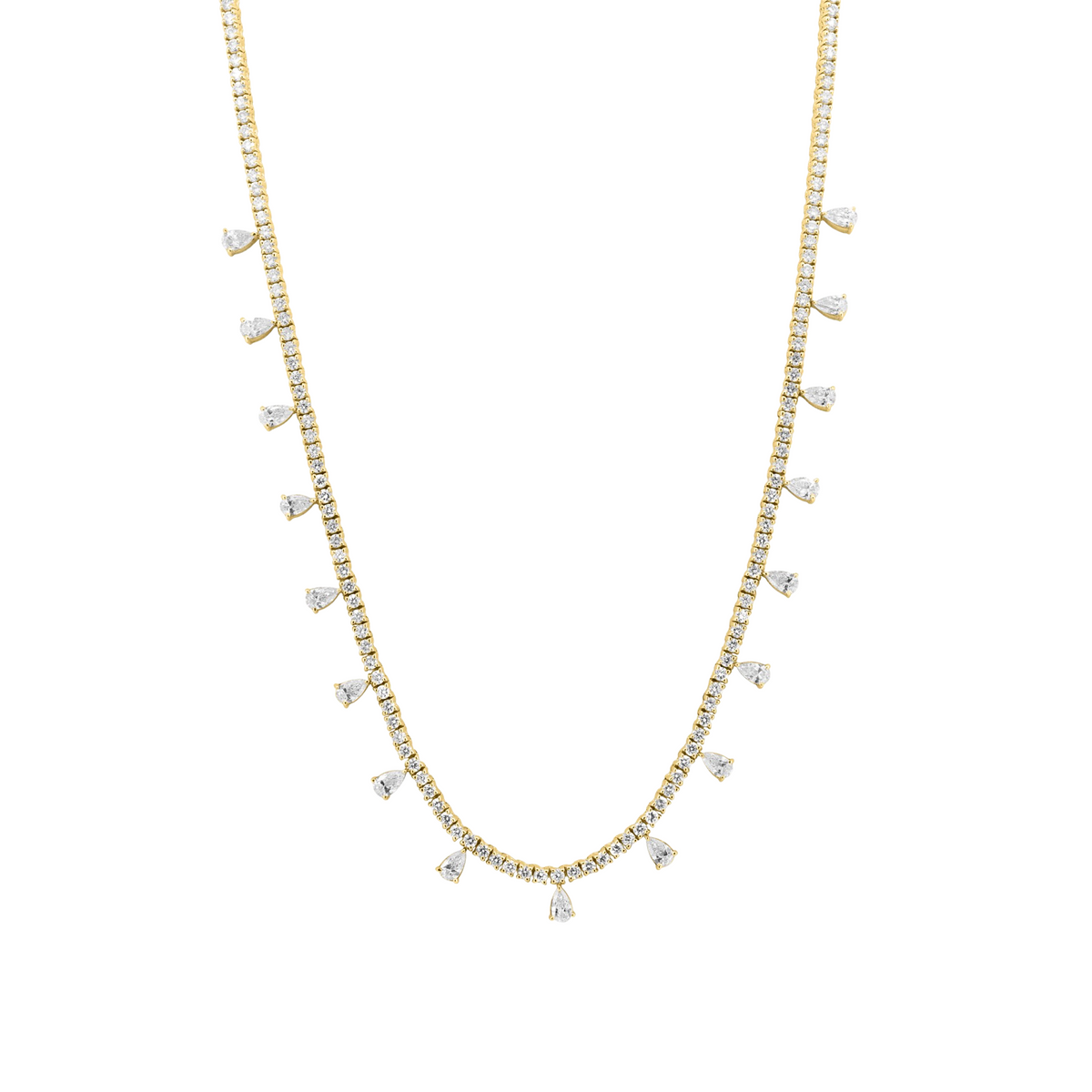 Diamond Tennis Necklace with Perfect Pear Accents