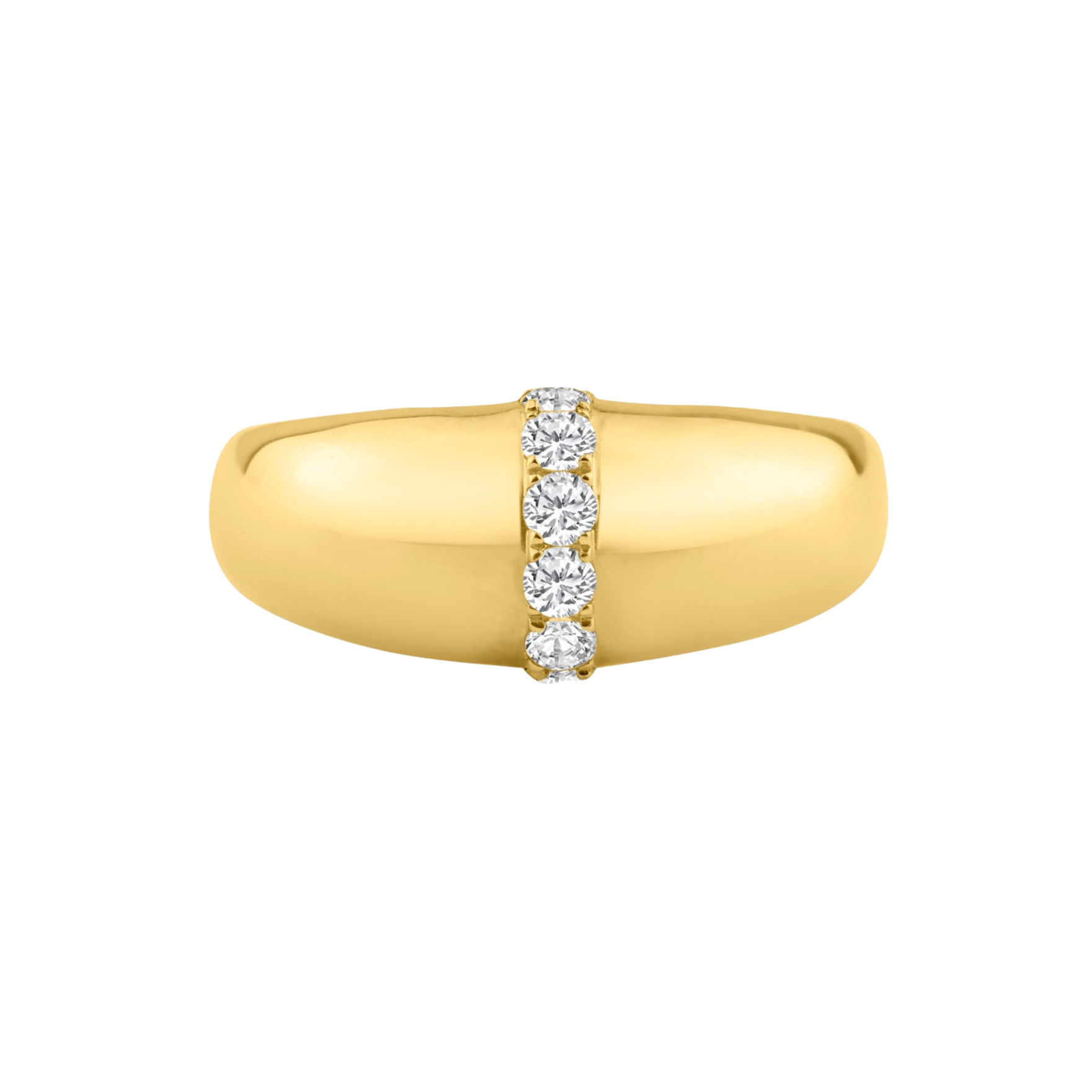 Domed Stacking Ring with Diamond Row