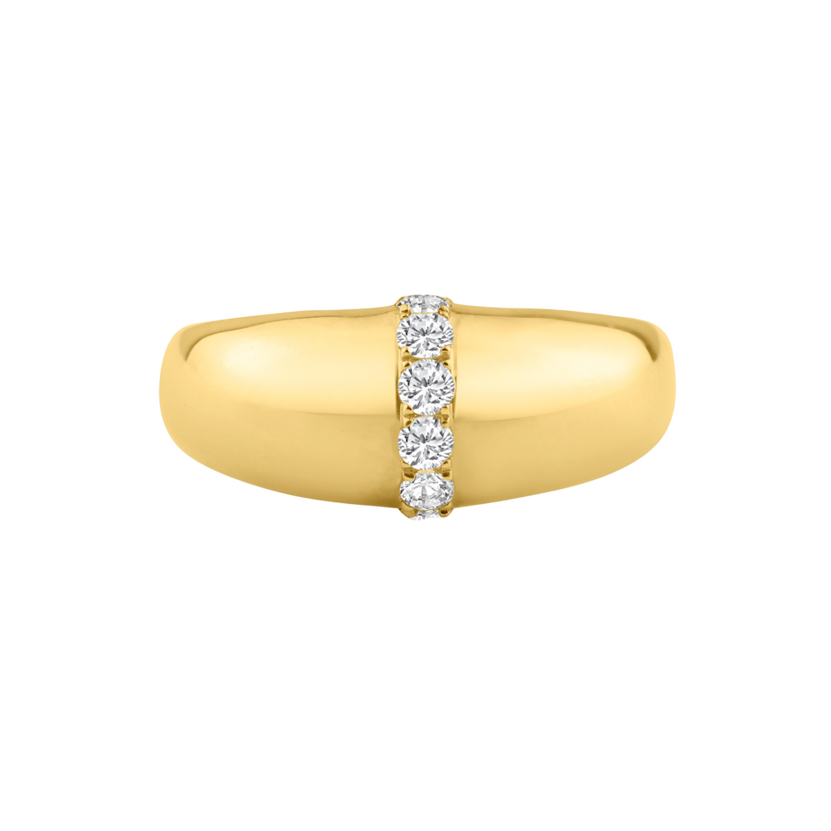 Domed Stacking Ring with Diamond Row