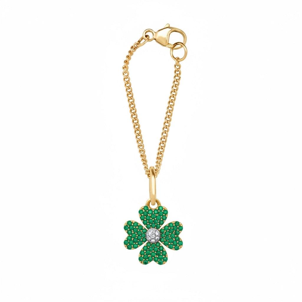 Diamond or Emerald Clover Watch Charm Bracelet