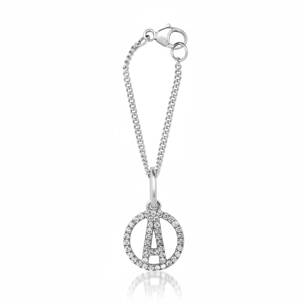 Diamond Initial Watch Charm Bracelet
