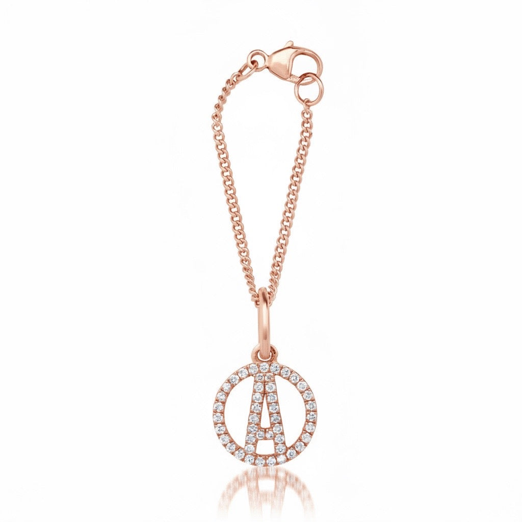 Diamond Initial Watch Charm Bracelet