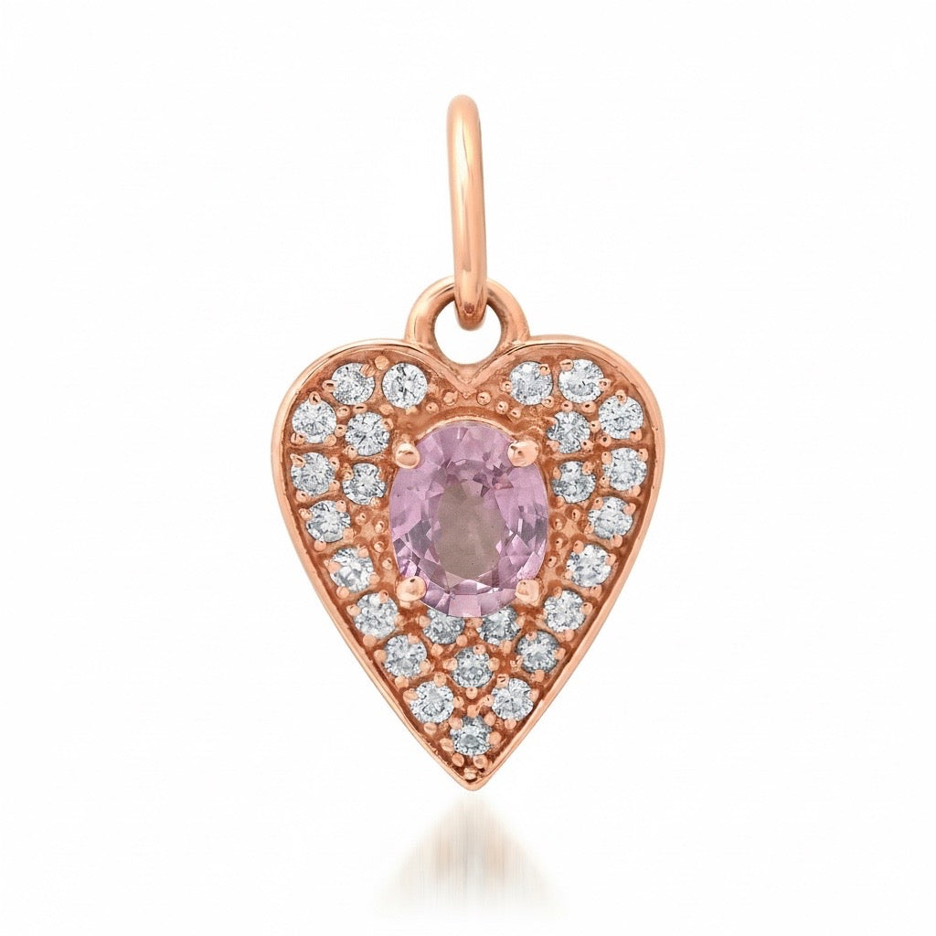 Petite Sapphire & Diamond Pave Heart Charm