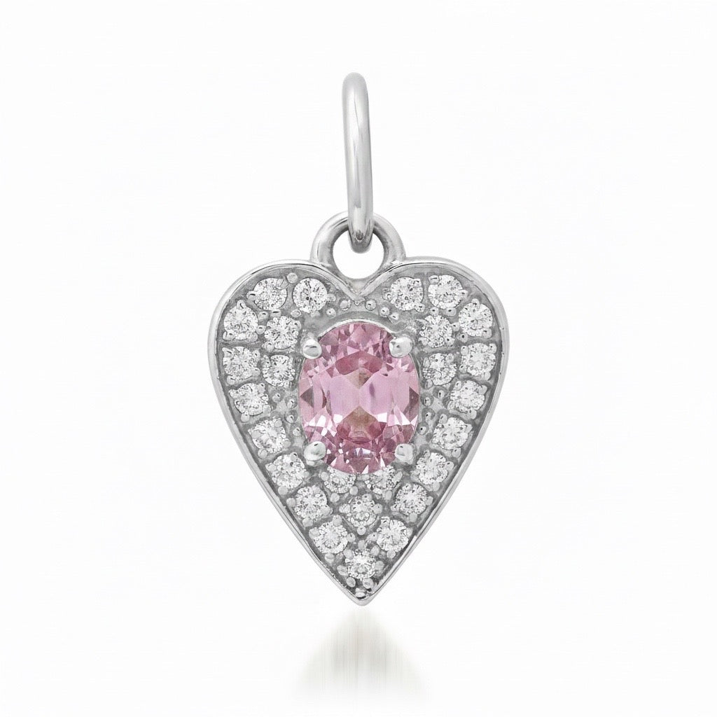 Petite Sapphire & Diamond Pave Heart Charm