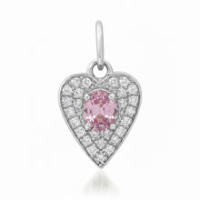 Petite Sapphire & Diamond Pave Heart Charm