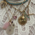 Large Pink Tourmaline Heart & Diamond Bezels Gem Candy Necklace