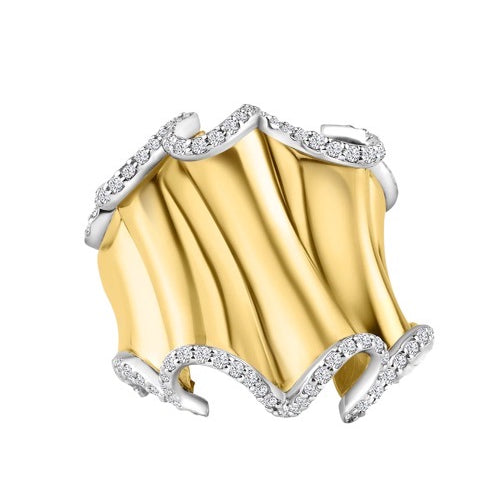 Gold & Diamond Statement Wave Ring