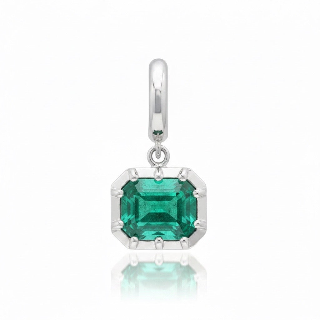 Lab Grown Emerald Cut Emerald Georgian Set Charm