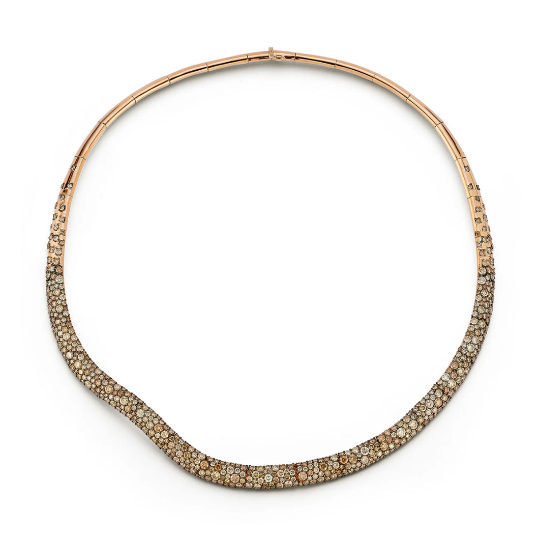 Julian Gold & Champagne Diamond Wave Collar Necklace