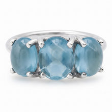 Jumbo Sterling Silver One of a Kind Gumdrop Three Stone Cabochon Ring