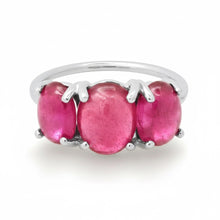 Small Sterling Silver One of a Kind Gumdrop Three Stone Cabochon Ring