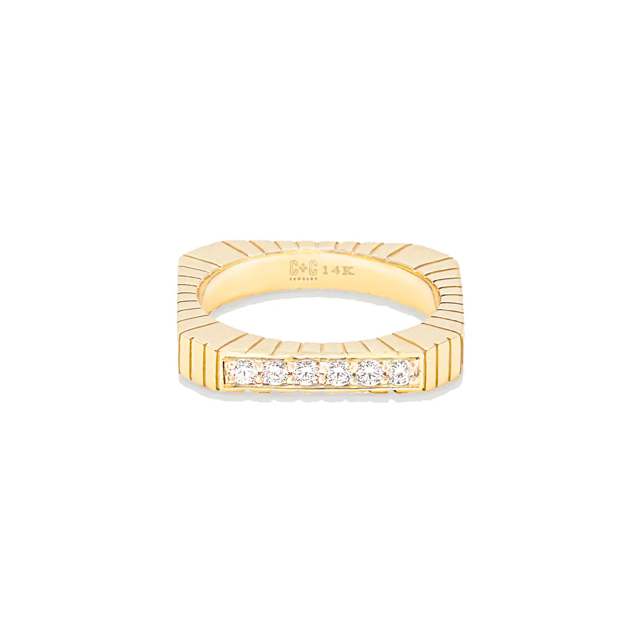 Spark Side Stone Etched Ring