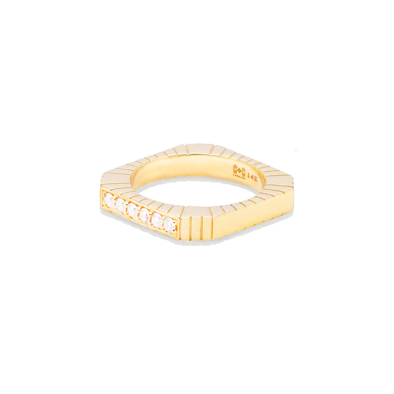 Spark Side Stone Etched Ring