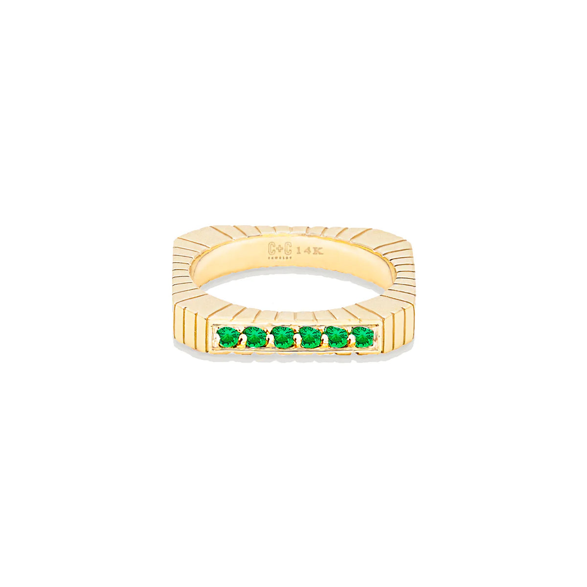 Spark Side Stone Etched Ring