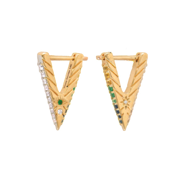 Small Evil Eye V Hoop Earring