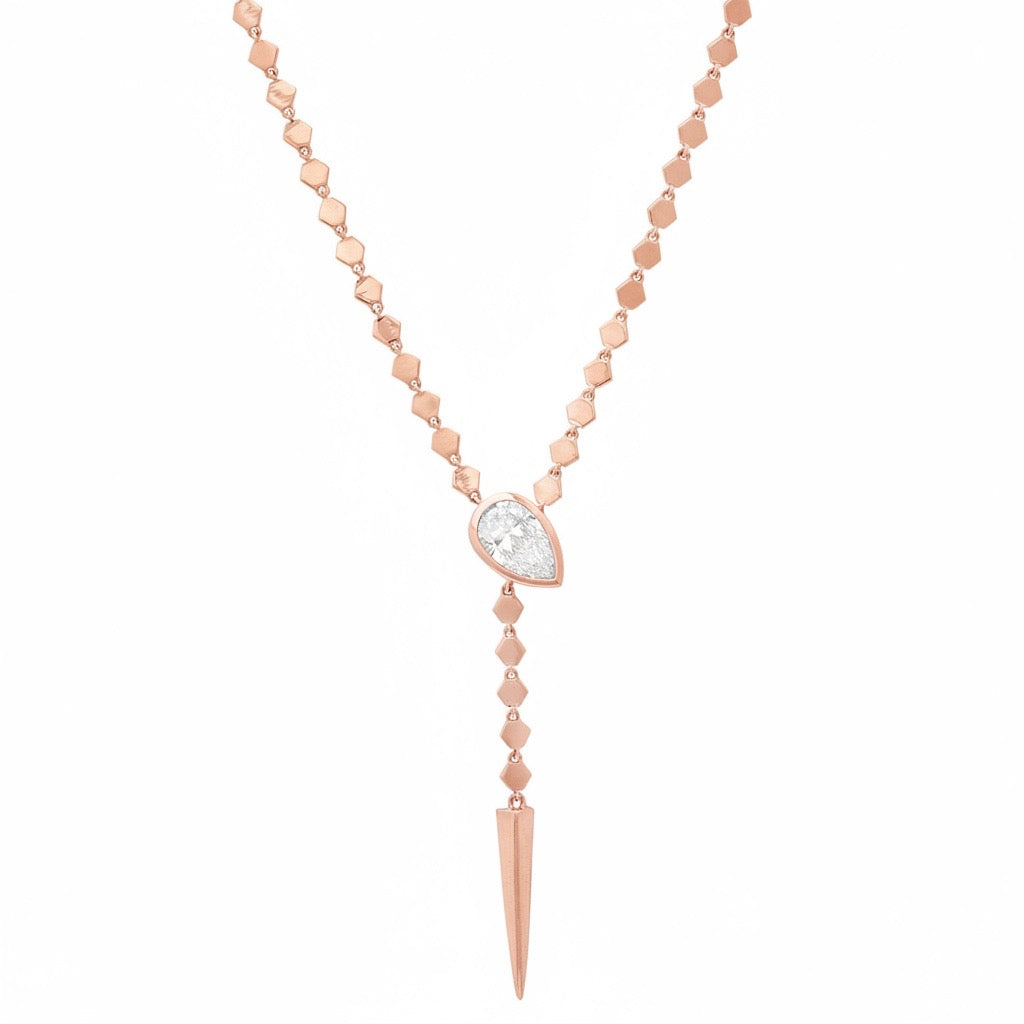 Adjustable Snake Lariat Necklace with Lab Diamond Head