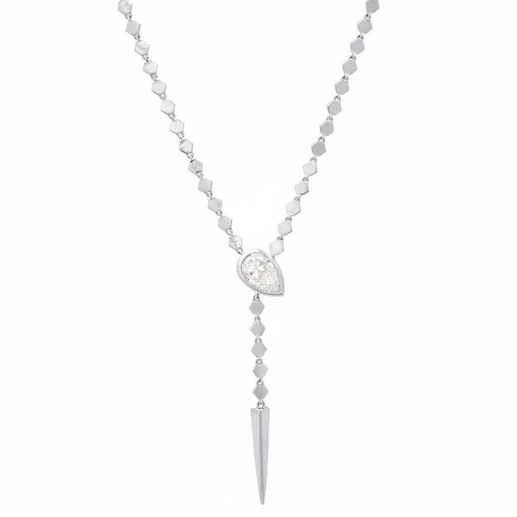 Adjustable Snake Lariat Necklace with Lab Diamond Head