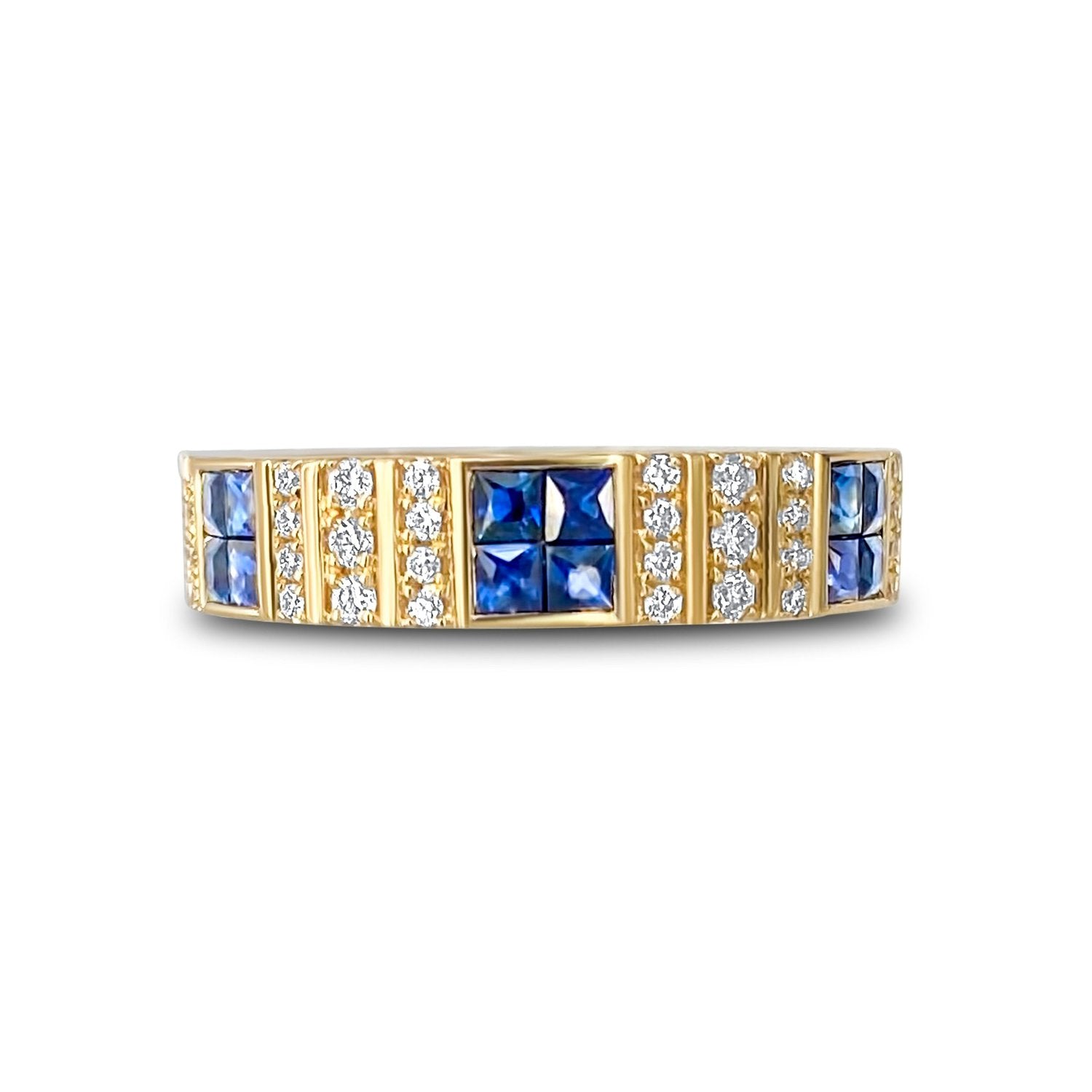 Pinstripe Strength Diamond & Gemstone Skinny Cigar Band Ring