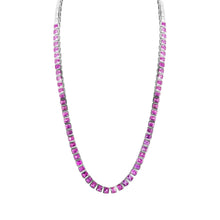 Bold Bezel Set Pink Sapphire Tennis Necklace